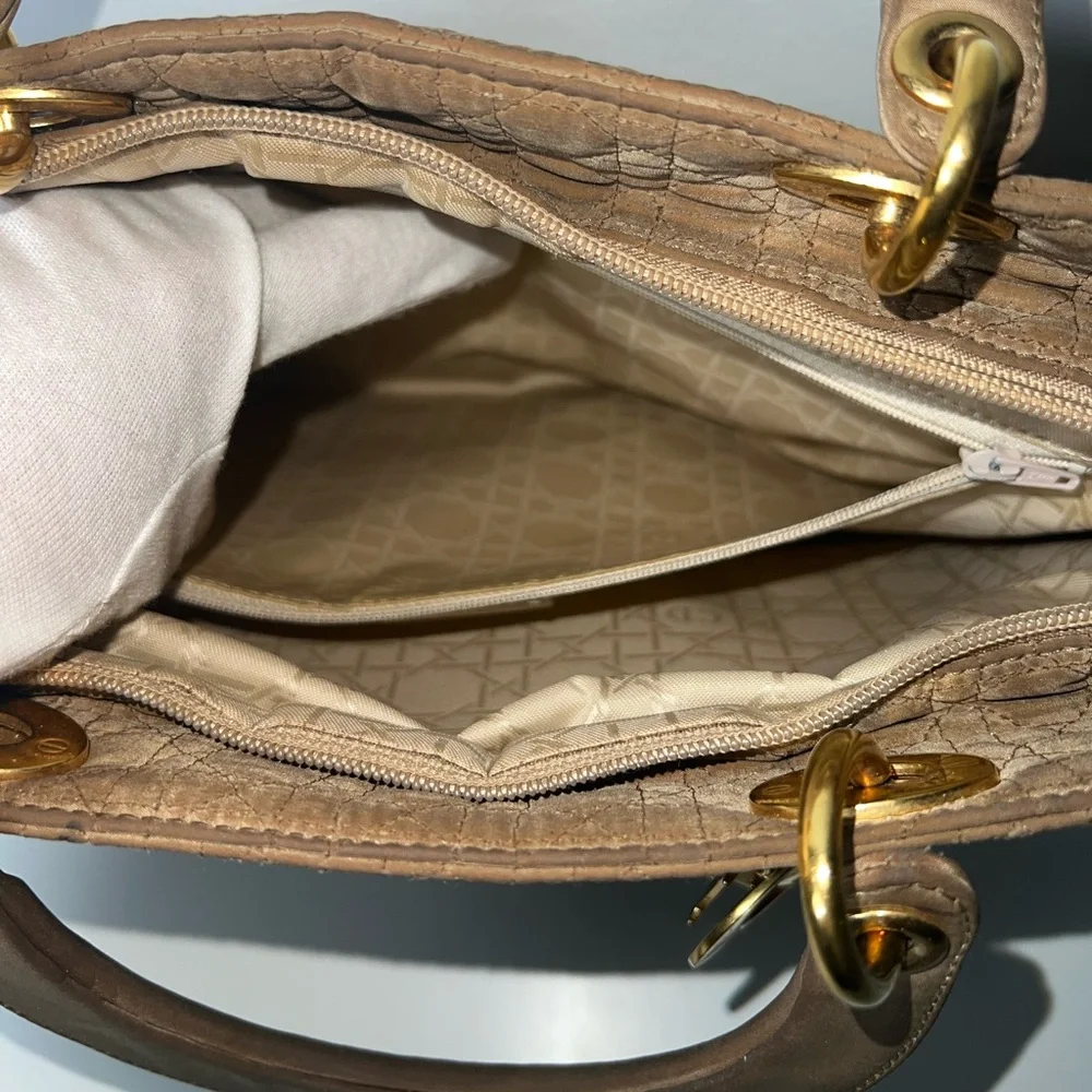 Christian Dior Vintage Lady Dior Large Nylon Cannage Top Handle Bag Purse Tote